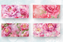 Pink Watercolor Peonies Mug Wrap Sublimation Designs Product Image 2