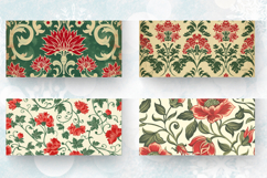 Red &amp; Green Vintage Flowers Mug Wrap Sublimation Designs Product Image 2
