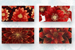 Golden Glitter Red Flower Bloom Mug Wrap Sublimation Designs Product Image 2