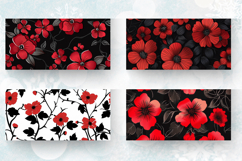 Red &amp; Black Flowers Mug Wrap Sublimation Designs Product Image 2