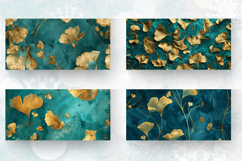 Teal and Gold Ginkgo Mug Wrap Sublimation Designs Product Image 2