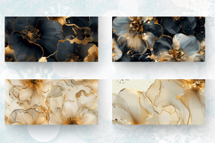 Luxury Gold Alcohol Ink Flowers Mug Wrap Sublimation Designs Product Image 2