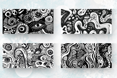 Abstract Black &amp; White Doodle Mug Wrap Sublimation Designs Product Image 2