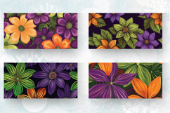 Purple Orange &amp; Green Flower Mug Wrap Sublimation Designs Product Image 2