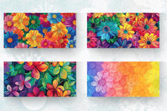 Rainbow Blooming Flowers Mug Wrap Sublimation Designs Product Image 2