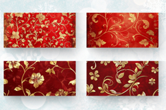 Red and Gold Luxury Flora Mug Wrap Sublimation Designs Product Image 2