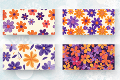 Orange &amp; Purple Cute Flower Mug Wrap Sublimation Designs Product Image 2