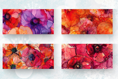 Poppy Alcohol Ink Flowers Mug Wrap Sublimation Designs Product Image 2