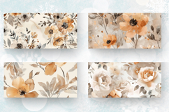 Beige Watercolor Flowers Mug Wrap Sublimation Designs Product Image 2