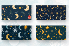 Stars &amp; Moon Holiday Christmas Mug Wrap Sublimation Designs Product Image 2