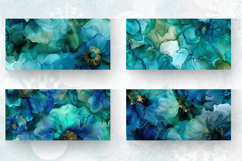 Blue Green Alcohol Ink Flower Mug Wrap Sublimation Designs Product Image 2