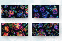Neon Embroidery Flowers Mug Wrap Sublimation Designs Product Image 2