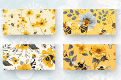 Yellow Floral Honeybees Mug Wrap Sublimation Designs Product Image 2