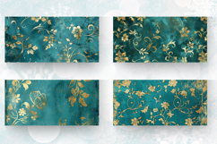 Teal and Gold Luxury Floral Mug Wrap Sublimation Designs Product Image 2