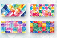 Watercolor Colorful Checkered Mug Wrap Sublimation Designs Product Image 2