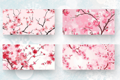 Pink Cherry Blossoms Floral Mug Wrap Sublimation Designs Product Image 2