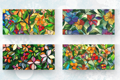 Spring Stained Glass Floral Mug Wrap Sublimation Designs Product Image 2