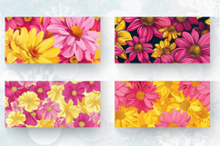 Bright Pink &amp; Yellow Flowers Mug Wrap Sublimation Designs Product Image 2