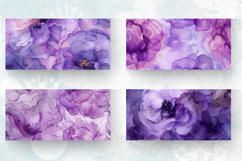 Lilac Alcohol Ink Flowers Mug Wrap Sublimation Designs Product Image 2