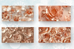 Rose Gold 3D Flowers Mug Wrap Sublimation Designs Product Image 2