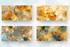 Gold Alcohol Ink Flowers Mug Wrap Sublimation Designs Product Image 2