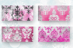 Pink and Silver Damask Mug Wrap Sublimation Designs Product Image 2