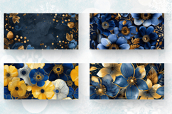 Gold and Blue Flowers Mug Wrap Sublimation Designs Product Image 2