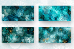 Teal Alcohol Ink Flowers Mug Wrap Sublimation Designs Product Image 2