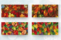 Stained Glass Fall Leaves Mug Wrap Sublimation Designs Product Image 2