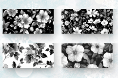 Black &amp; White Floral Mug Wrap Sublimation Designs Product Image 2