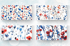 Red Blue Watercolor Wildflowers Mug Wrap Sublimation Designs Product Image 2