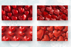 Red 3D Hearts Mug Wrap Sublimation Designs Product Image 2