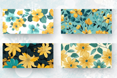 Yellow &amp; Teal Flowers Mug Wrap Sublimation Designs Product Image 2