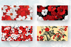 Red &amp; White Flowers Mug Wrap Sublimation Designs Product Image 2