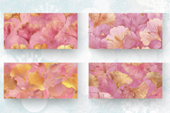 Pink and Gold Ginkgo Mug Wrap Sublimation Designs Product Image 2