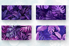 Purple Tropical Leaves Floral Mug Wrap Sublimation Designs Product Image 2