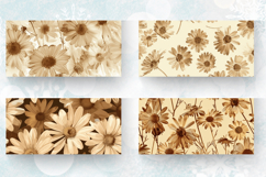 Pressed Sepia Daisy Flowers Mug Wrap Sublimation Designs Product Image 2