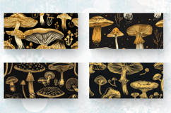 Black Gold Mushrooms Mug Wrap Sublimation Designs Product Image 2