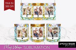 Stained Glass Photo Mug Wrap PNG - Flowers Picture Frame Mug Product Image 1