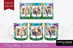 Stained Glass Photo Mug Wrap PNG - Flowers Picture Frame Mug Product Image 1