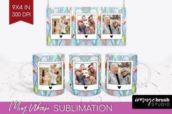 Stained Glass Photo Mug Wrap PNG - Flowers Picture Frame Mug Product Image 1