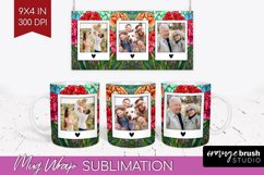 Stained Glass Photo Mug Wrap PNG - Flowers Picture Frame Mug Product Image 1