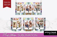 Stained Glass Photo Mug Wrap PNG - Flowers Picture Frame Mug Product Image 1