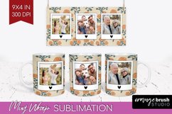 Flowers Photo Mug Wrap PNG - Vintage Floral Picture Frame Product Image 1