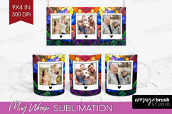 Stained Glass Photo Mug Wrap PNG - Flowers Picture Frame Mug Product Image 1