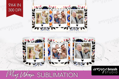 Folk Flowers Photo Mug Wrap PNG - Floral Picture Frame Mug Product Image 1