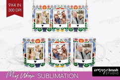 Folk Flowers Photo Mug Wrap PNG - Floral Picture Frame Mug Product Image 1