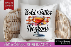 Negroni Cocktail Pillow Sublimation Summer Drink Pillow PNG Product Image 1
