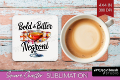 Negroni Cocktail Square Coaster Summer Drink Coaster PNG Product Image 1