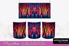 Neon Halloween Mug Wrap - Spooky Mug Sublimation Designs Product Image 1